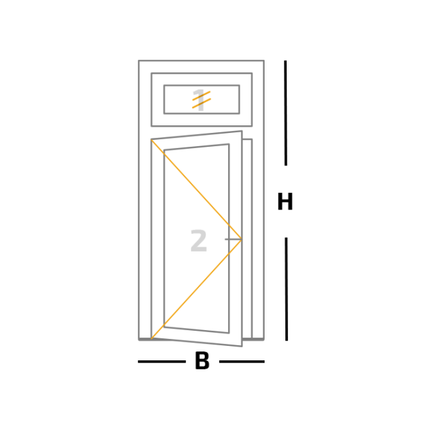 Kozijn + 1 buitendraaiende deur + 1 vastdeel