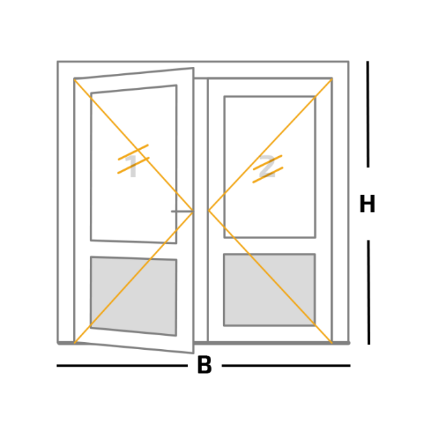 Kozijn + 2 buitendraaiende deuren