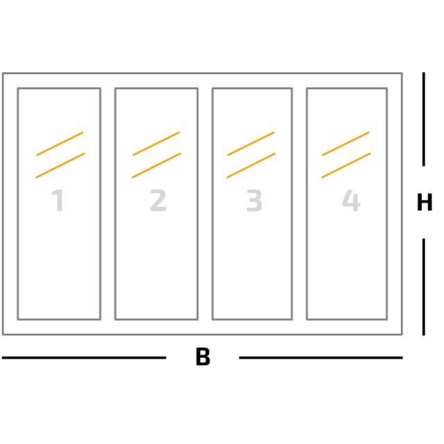 Kozijn + 4 delen vastglas